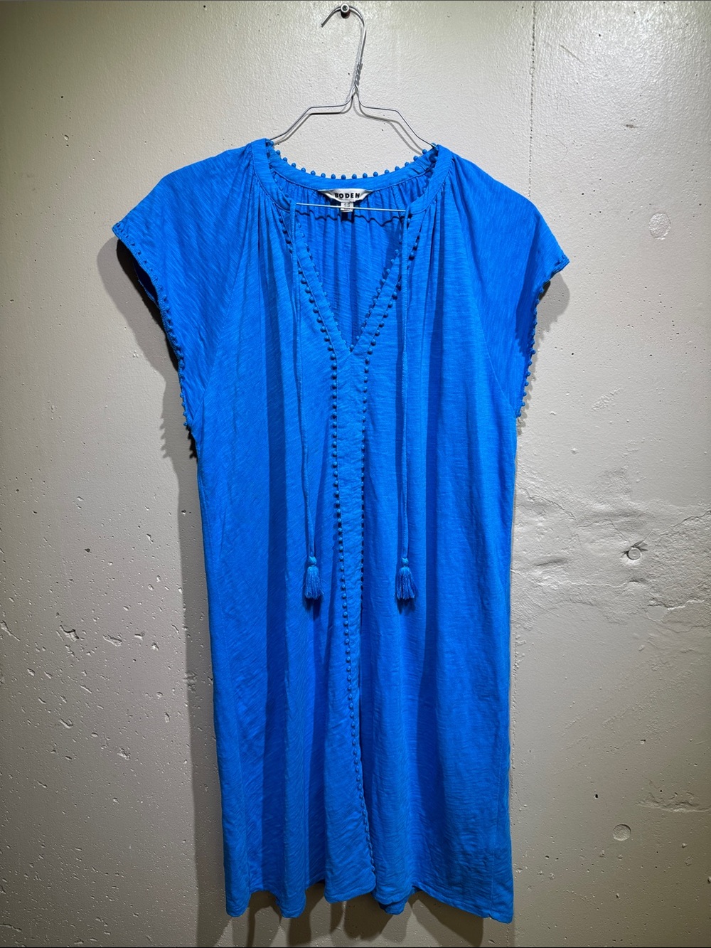 Boden Cobalt Blue Tassel-Trim Swim Coverup Dress